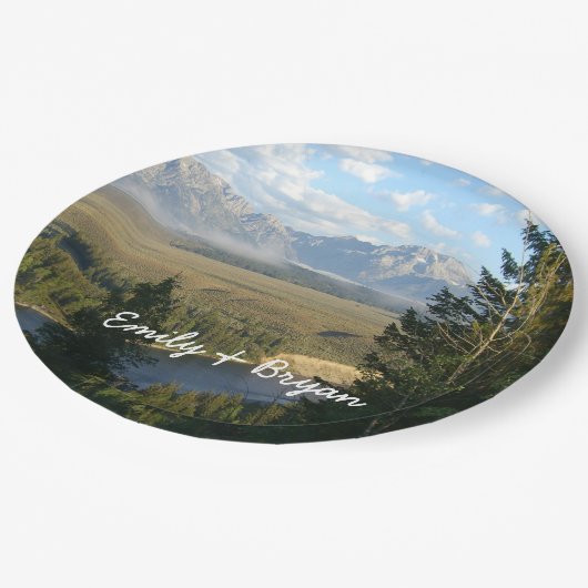 Jackson Hole Mountains en River Papieren Bordje (Gekanteld)