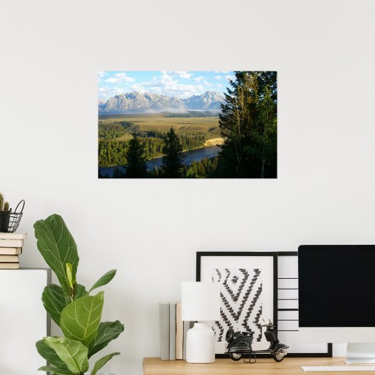 Jackson Hole Mountains en River Poster (Thuiskantoor)