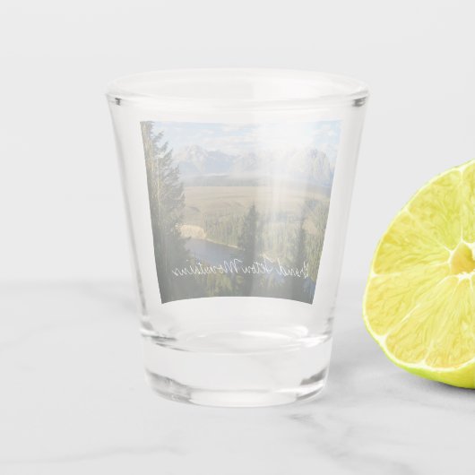 Jackson Hole Mountains en River Shot Glas (Achterkant)
