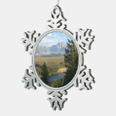 Jackson Hole Mountains en River Tin Sneeuwvlok Ornament (Rechts)