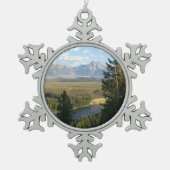 Jackson Hole Mountains en River Tin Sneeuwvlok Ornament (Voorkant)
