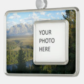 Jackson Hole Mountains en River Verzilverd Omlijst Ornament (Links)