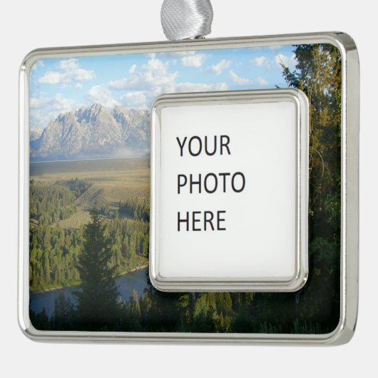 Jackson Hole Mountains en River Verzilverd Omlijst Ornament (Links)
