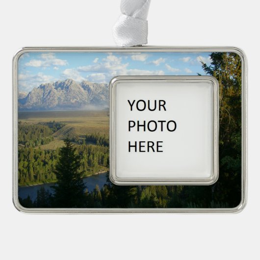 Jackson Hole Mountains en River Verzilverd Omlijst Ornament (Voorkant)
