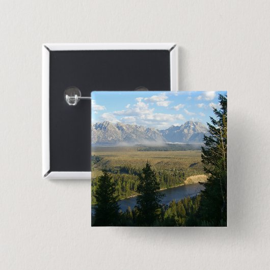 Jackson Hole Mountains en River Vierkante Button 5,1 Cm (Voorkant /achterkant)