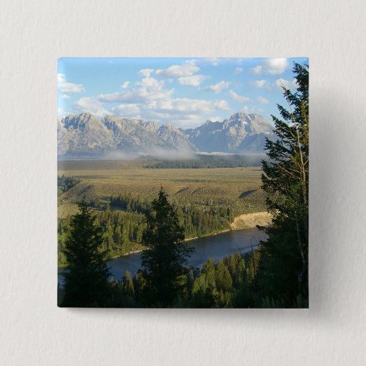 Jackson Hole Mountains en River Vierkante Button 5,1 Cm (Voorkant)