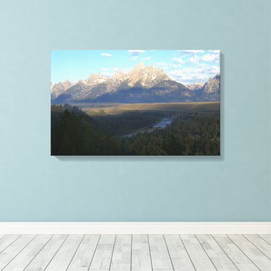 Jackson Hole Mountains (Nationaal Park Grand Teton Canvas Afdruk (Insitu (Houten vloer))