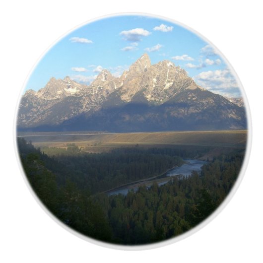 Jackson Hole Mountains (Nationaal Park Grand Teton Keramische Knop (Voorkant)