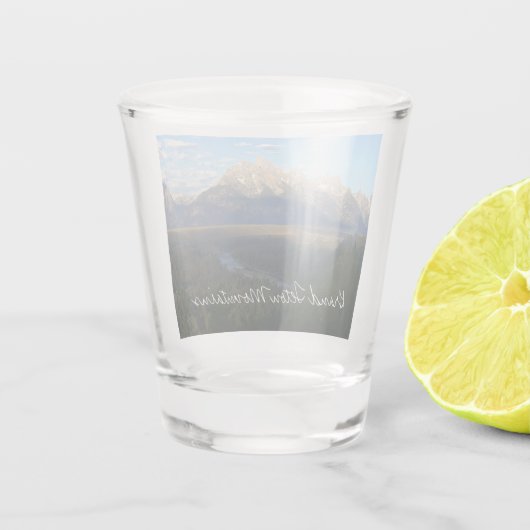 Jackson Hole Mountains (Nationaal Park Grand Teton Shot Glas (Achterkant)