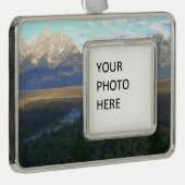 Jackson Hole Mountains (Nationaal Park Grand Teton Verzilverd Omlijst Ornament (Rechts)