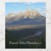 Jackson Hole Mountains (Nationaal Park Grand Teton Wijn Etiket (Enkel label)