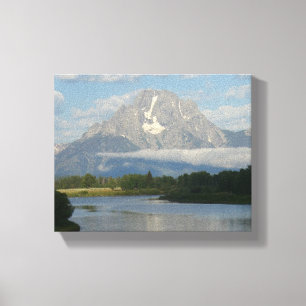 Jackson Hole, rivier in Grand Teton National Park Canvas Afdruk