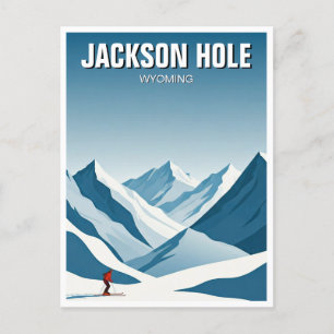 Jackson Hole Skiën Skier Reizen Briefkaart