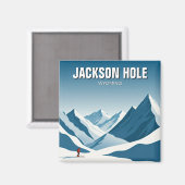 Jackson Hole Skiën Skier Reizen Magneet (Voorkant / Achterkant)