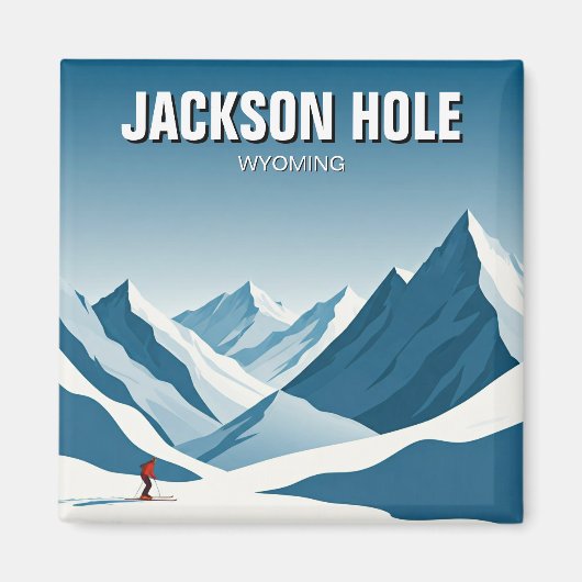 Jackson Hole Skiën Skier Reizen Magneet (Voorkant)