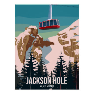 Jackson Hole Travel resort poster vintage