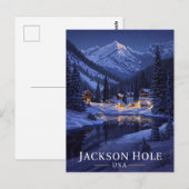 Jackson Hole Winter Nacht Sneeuw Briefkaart (Voorkant / Achterkant)