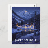 Jackson Hole Winter Night Snowy Briefkaart (Voorkant / Achterkant)