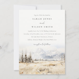 Jackson Hole Wyoming Aquarel Landschap Bruiloft Kaart