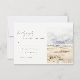 Jackson Hole Wyoming Aquarel Landschap Bruiloft RSVP Kaartje