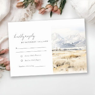 Jackson Hole Wyoming Aquarel Landschap Bruiloft RSVP Kaartje