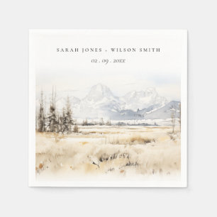 Jackson Hole Wyoming Aquarel Landschap Bruiloft Servet