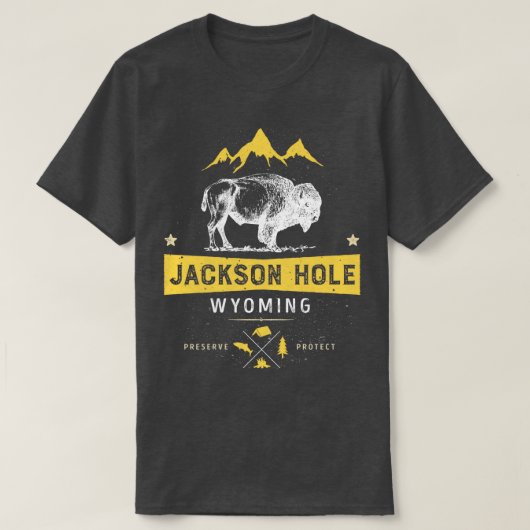 Jackson Hole Wyoming Bison Buffalo Mannen Wom T-shirt (Design voorkant)