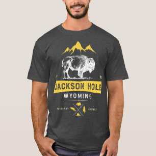 Jackson Hole Wyoming  Bison Buffalo Mannen Wom T-shirt