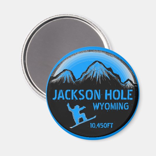 Jackson Hole Wyoming blauw snowboard kunstmagneet Magneet (Voorkant / Achterkant)