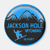 Jackson Hole Wyoming blauw snowboard kunstmagneet Magneet (Voorkant)
