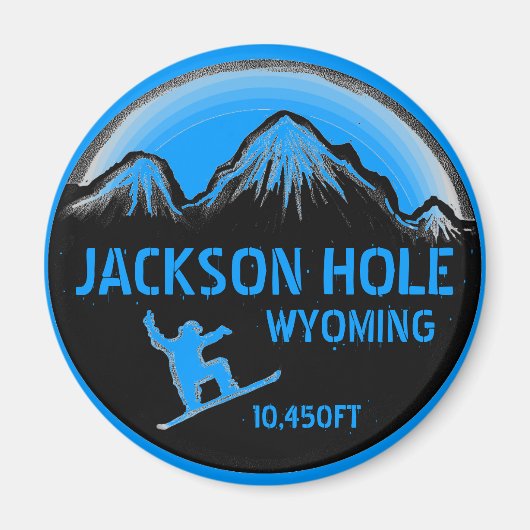 Jackson Hole Wyoming blauw snowboard kunstmagneet Magneet (Voorkant)