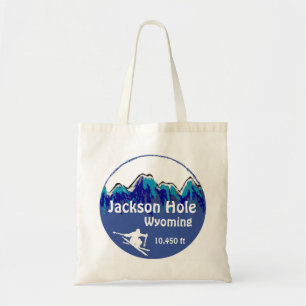 Jackson Hole Wyoming blauwe ski kunst herbruikbare Tote Bag
