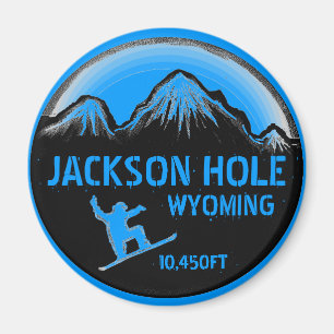 Jackson Hole Wyoming Blue snewboard art magnet