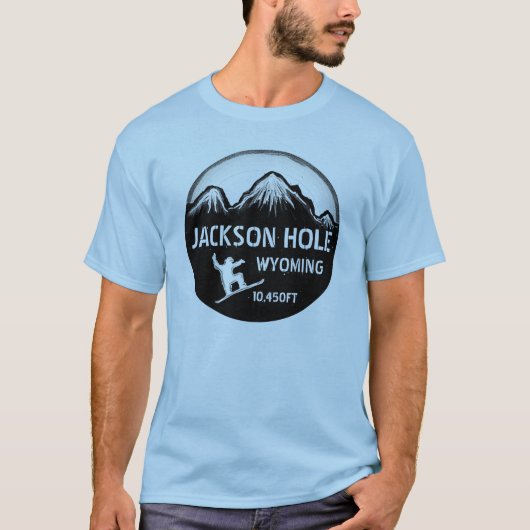 Jackson Hole Wyoming blue snowboard t-shirt (Voorkant)