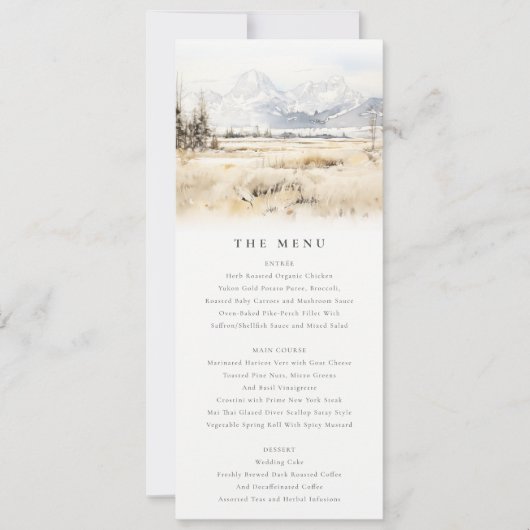 Jackson Hole Wyoming Landscape Wedding Menu Card Kaart (Voorkant)