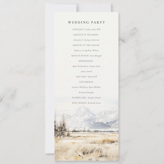 Jackson Hole Wyoming Landscape Wedding Program Kaart (Achterkant)