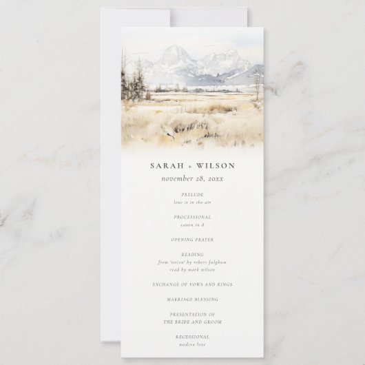 Jackson Hole Wyoming Landscape Wedding Program Kaart (Voorkant)
