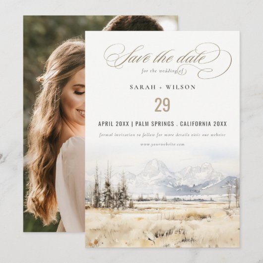 Jackson Hole Wyoming Landschap Trouwfoto Save The Date (Voorkant / Achterkant)