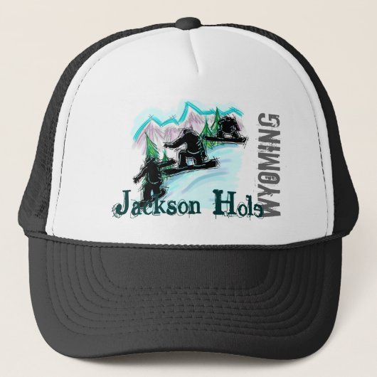 Jackson Hole Wyoming-pet voor snowbokarton Trucker Pet (Voorkant)