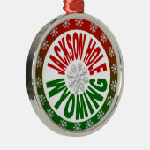 Jackson Hole Wyoming Red green snewflake ornament (Rechts)