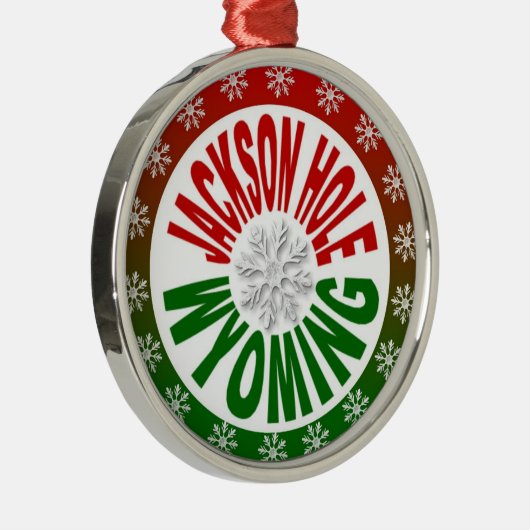Jackson Hole Wyoming Red green snewflake ornament (Rechts)
