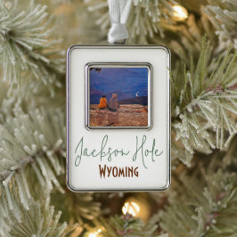Jackson Hole, Wyoming Reis Souvenir Verzilverd Omlijst Ornament