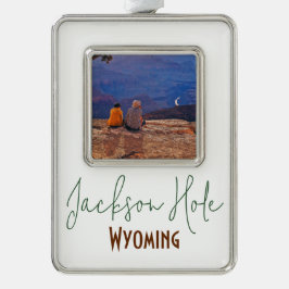 Jackson Hole, Wyoming Reis Souvenir Verzilverd Omlijst Ornament