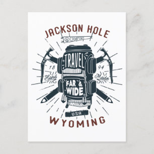 Jackson Hole Wyoming-rugzak voor tandwielretro Briefkaart