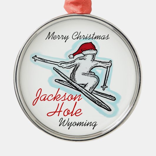 Jackson Hole Wyoming santa skier ornament (Voorkant)