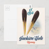 Jackson Hole Wyoming Ski poster Briefkaart (Voorkant / Achterkant)