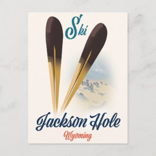 Jackson Hole Wyoming Ski poster Briefkaart