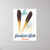 Jackson Hole Wyoming Ski poster Canvas Afdruk (Voorkant)