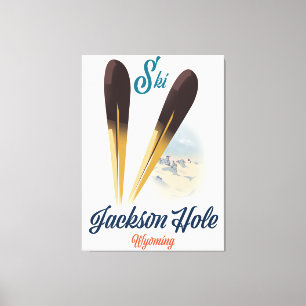 Jackson Hole Wyoming Ski poster Canvas Afdruk
