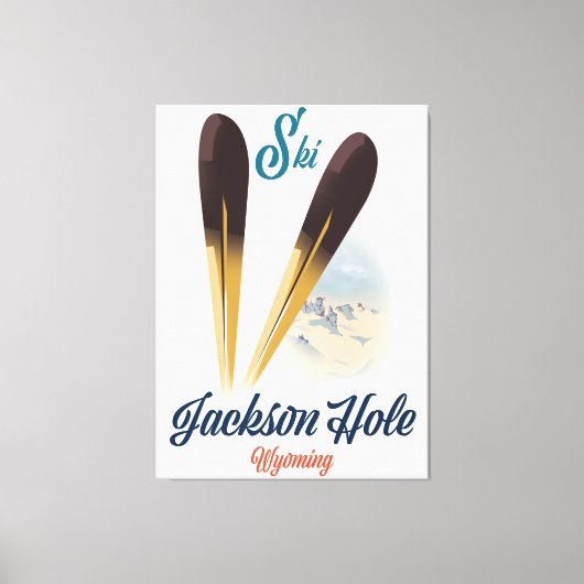 Jackson Hole Wyoming Ski poster Canvas Afdruk (Voorkant)